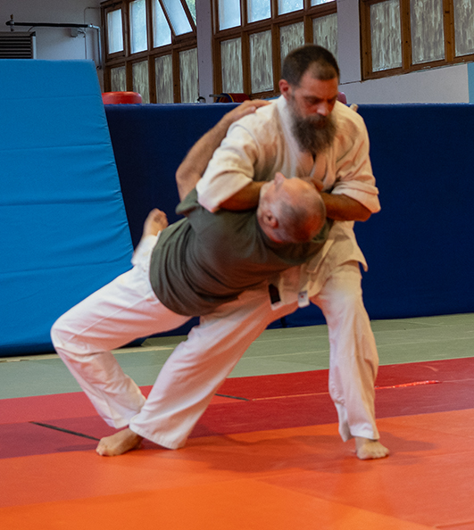 Tecnica di jujitsu a terra tra due praticanti